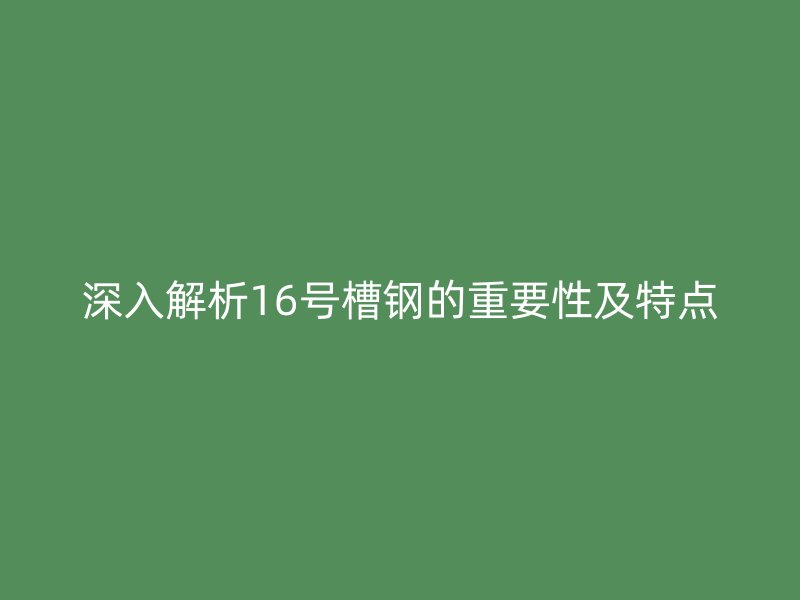 深入解析16號槽鋼的重要性及特點