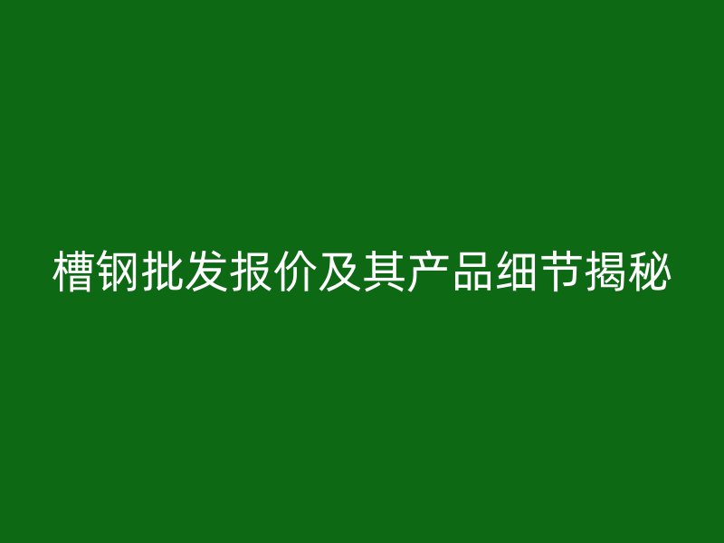 槽鋼批發(fā)報價及其產(chǎn)品細(xì)節(jié)揭秘