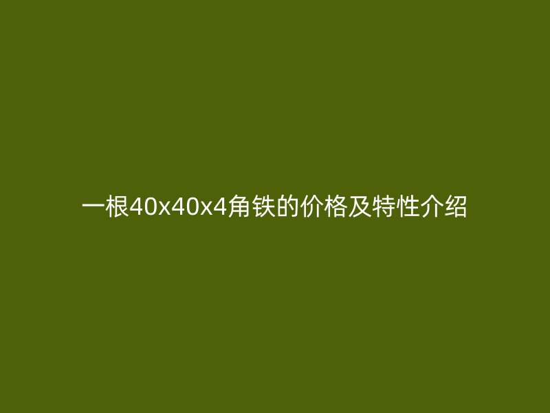 一根40x40x4角鐵的價格及特性介紹